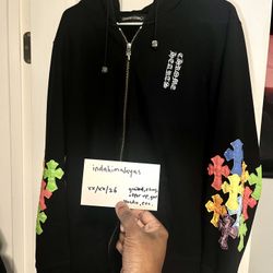 Black & Multi-Colored hoodie w/ crosses Sz. Medium