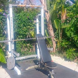 Complete home gym weights set up bench and rack with weights