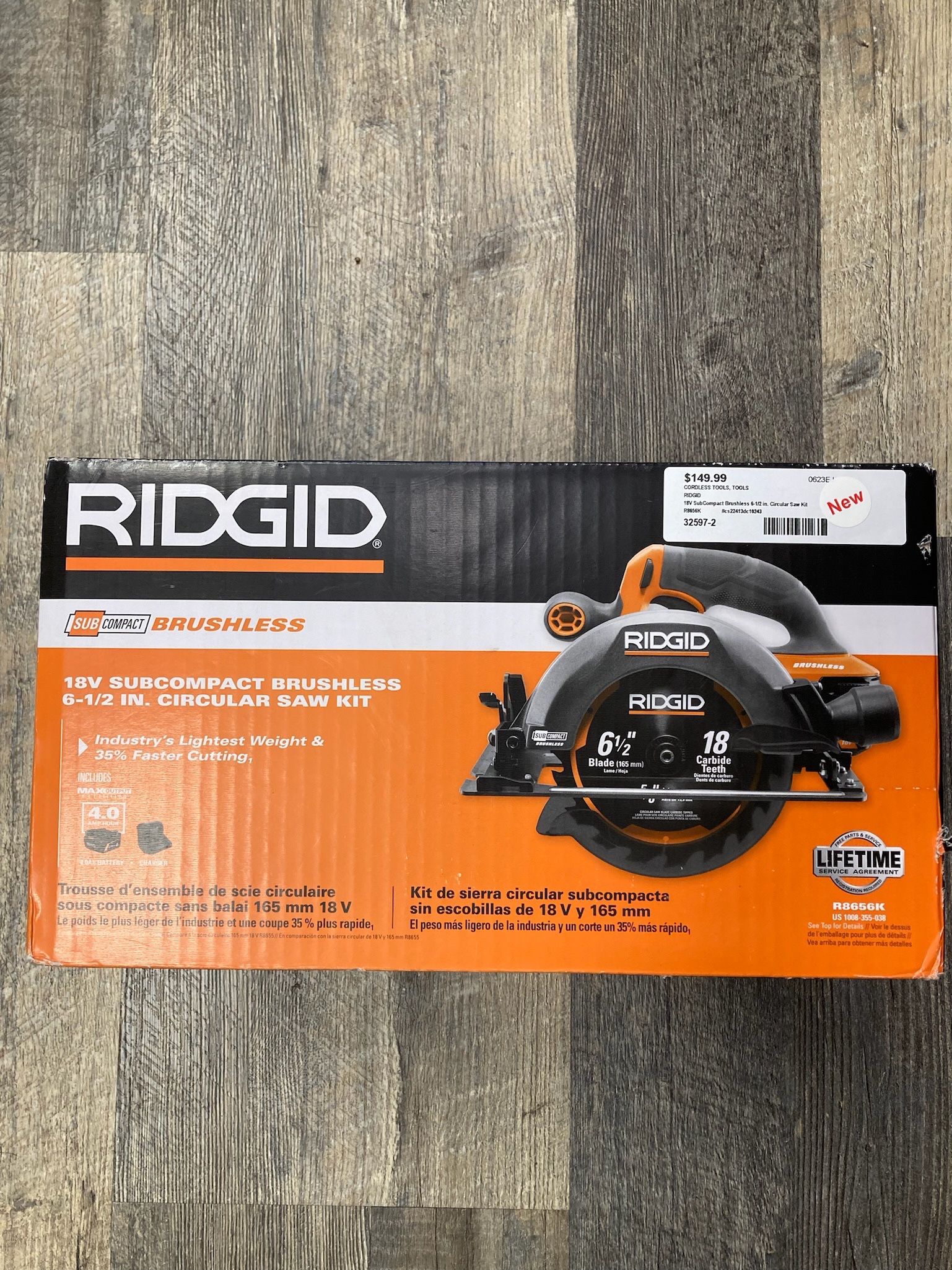 RIDGID R8656K 18V SubCompact Brushless 6-1/2” Circular Saw Kit
