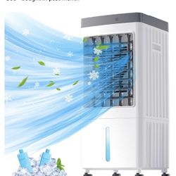 Portable Air Conditioners, Evaporative Air Cooler [40Hrs Lasting], Portable ac Unit w/ 2 Gal Water Tank & 3 Speeds, Personal Air Cooler with Remote, F