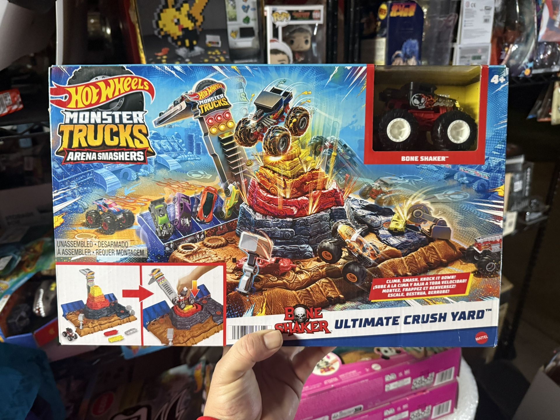 Hot Wheels Monster Trucks Arena Smashers Bone Shaker Ultimate Crush Yard Set New