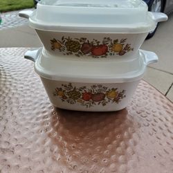 Vintage Spice Of Life Corning Ware Casserole Dishes X2 W Lids