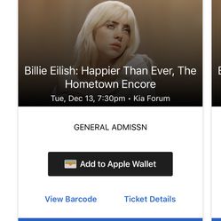 Billie Eilish Tickets GA All 3 Nights  Thumbnail