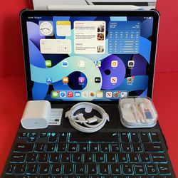 Apple IPad Air 4th Generation (10.9” Liquid Retina/ 2020 Model) 64GB with keyboard case, stylus pen & Accessories (256gb $499)