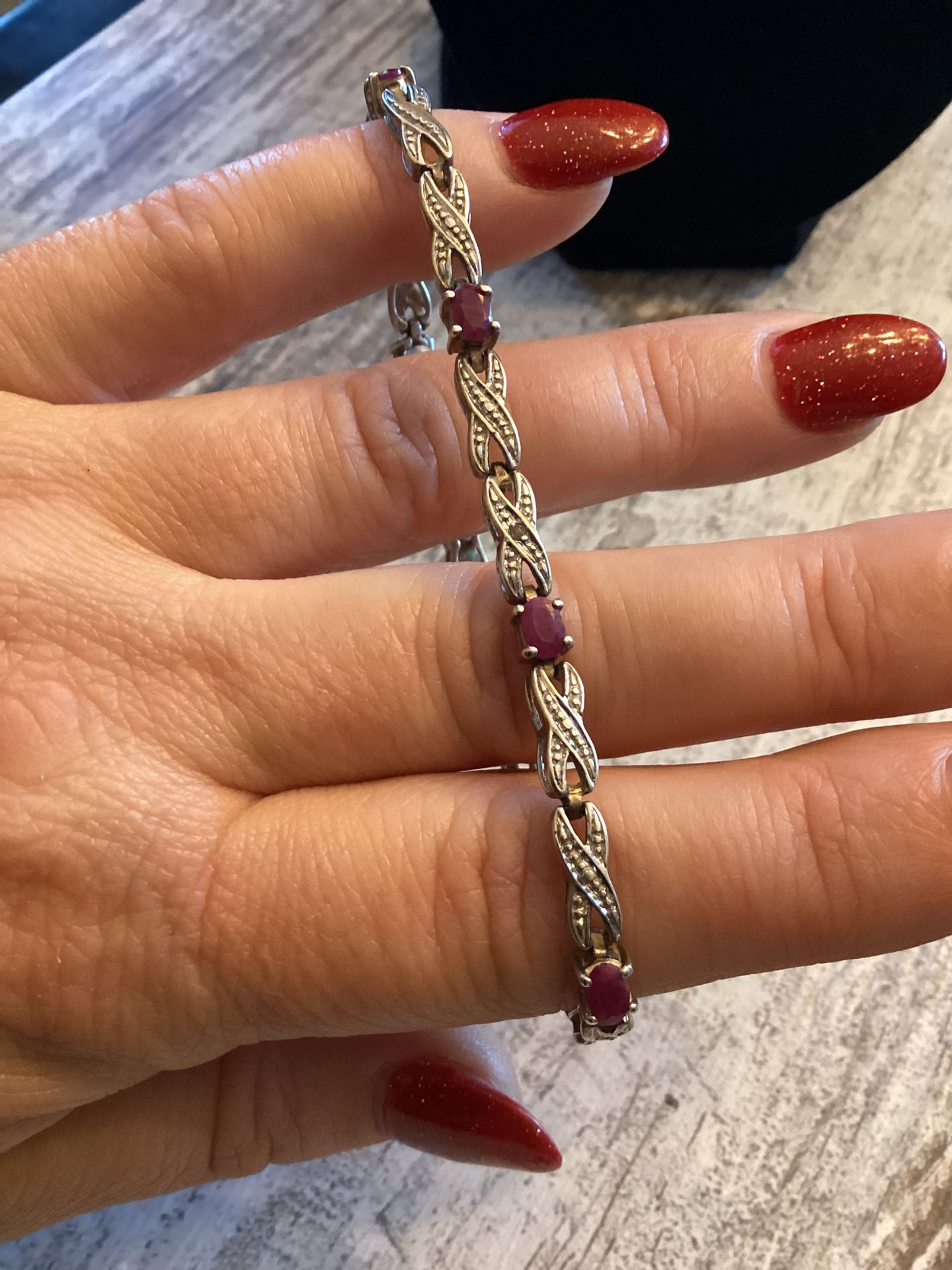 THAI HAN 925 Sterling With Rubystone Bracelet 7,5"