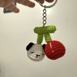 handmade amigurumi  mini Cherry keychain 🧶