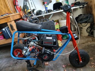 Blue and red mini bike predator