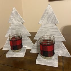 Wooden Christmas Tree Candle Holder 