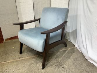 COREWORLD Velvet Fabric Upholstered Accent Chair in Blue