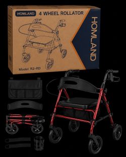HOMLAND 4 Wheel Rollator Walker with Seat – New
