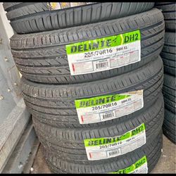 (4) NEW TIRES // LLANTAS NUEVAS 205/70R16 DELINTE DH2 ALL SEASON 50K MILE TIRES