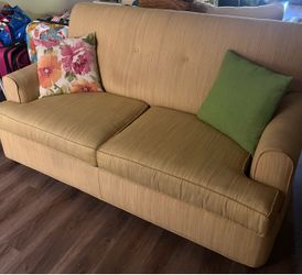 Yellow Fabric Two-Seat Pull Out Sofa