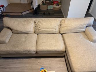 Beige Fabric Sectional Sofa with Chaise
