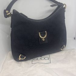 Gucci Vintage~Rare Black “GG” Canvas Monogram Shoulder Bag