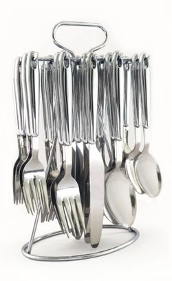 Cambridge Marvel 20-Piece Stainless Steel Flatware Set with Rack, Service for 4
