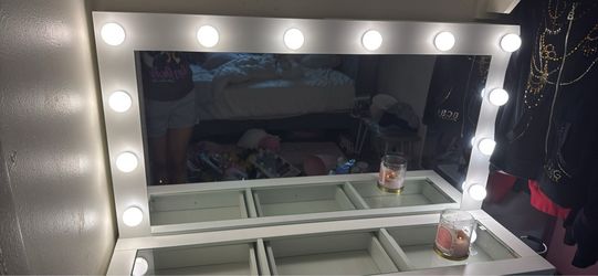 ✨ Large Hollywood Lighted Vanity + Stool