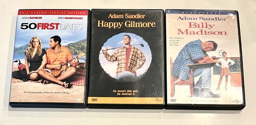 Adam Sandler Movies Lot of 3 DVDs - Happy Gilmore, Billy Madison, 50 First Dates