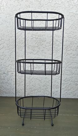 3 Tier Basket Rack Black Metal Organizer 