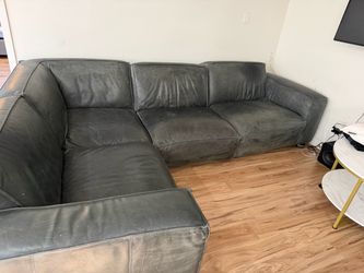 Gray Leather Sectional Sofa