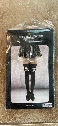New Women’s skeleton skulls Halloween costume knee high socks