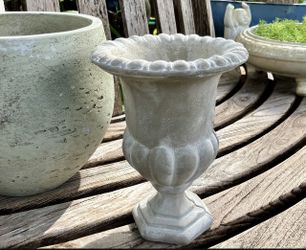 8” Cement Urn Planter: 8”H x 6”W-$5 Each