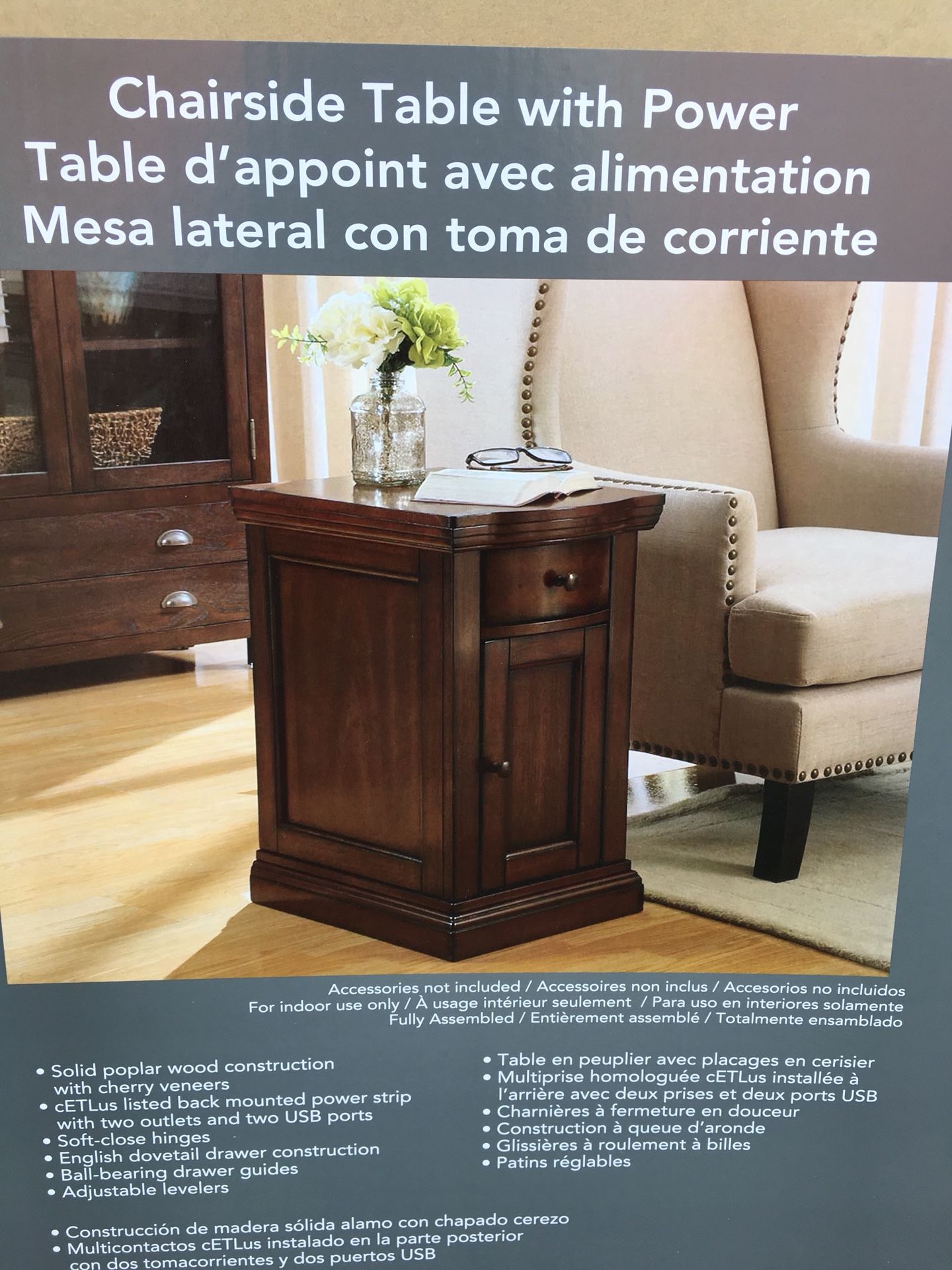 Well universal chairside table with power discount
