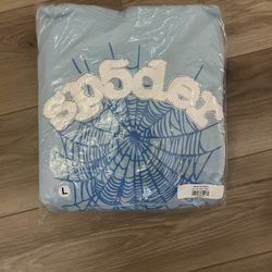 Sky Blue Sp5der Hoodie Size Large