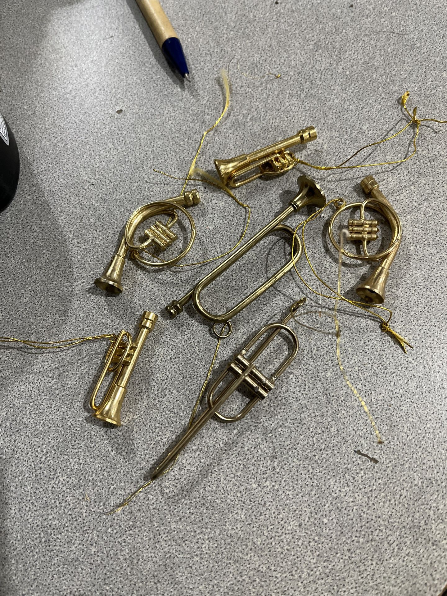 Vintage Brass Instruments For Christmas Decorations. Very Old And In New Condition. $2.00 Each