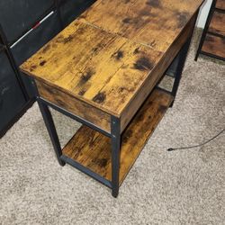 Night Stand/ End Table With Side Pockets And Internal Outlets