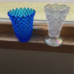 Imperial Glass Vases $20 Each (white Carnival Or beautiful Blue