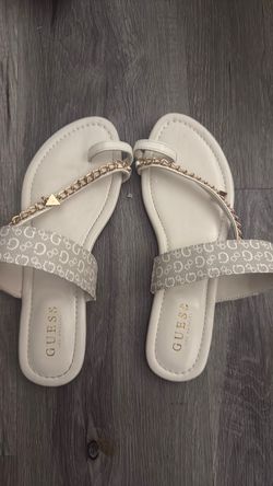 Guess White Flat Sandals