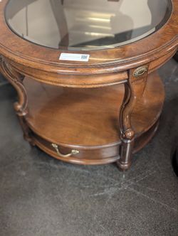 Cherrywood Glass Accent Table
