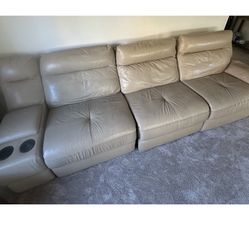 Leather Couch Beige 