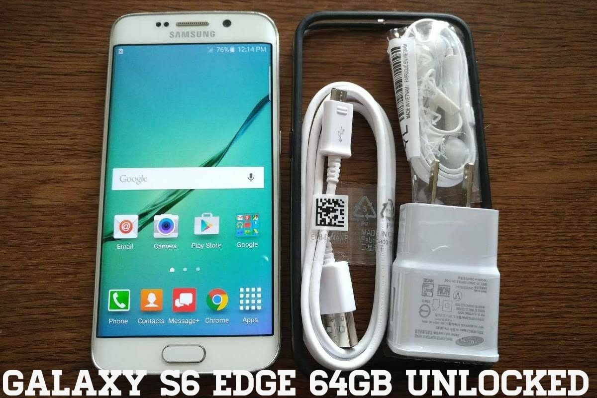 White Galaxy S6 Edge 64GB UNLOCKED w/ Accessories