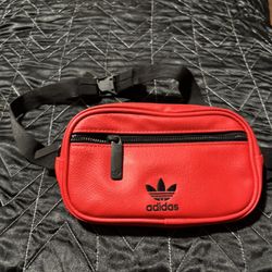 Adidas Red Faux Leather Fanny bag 