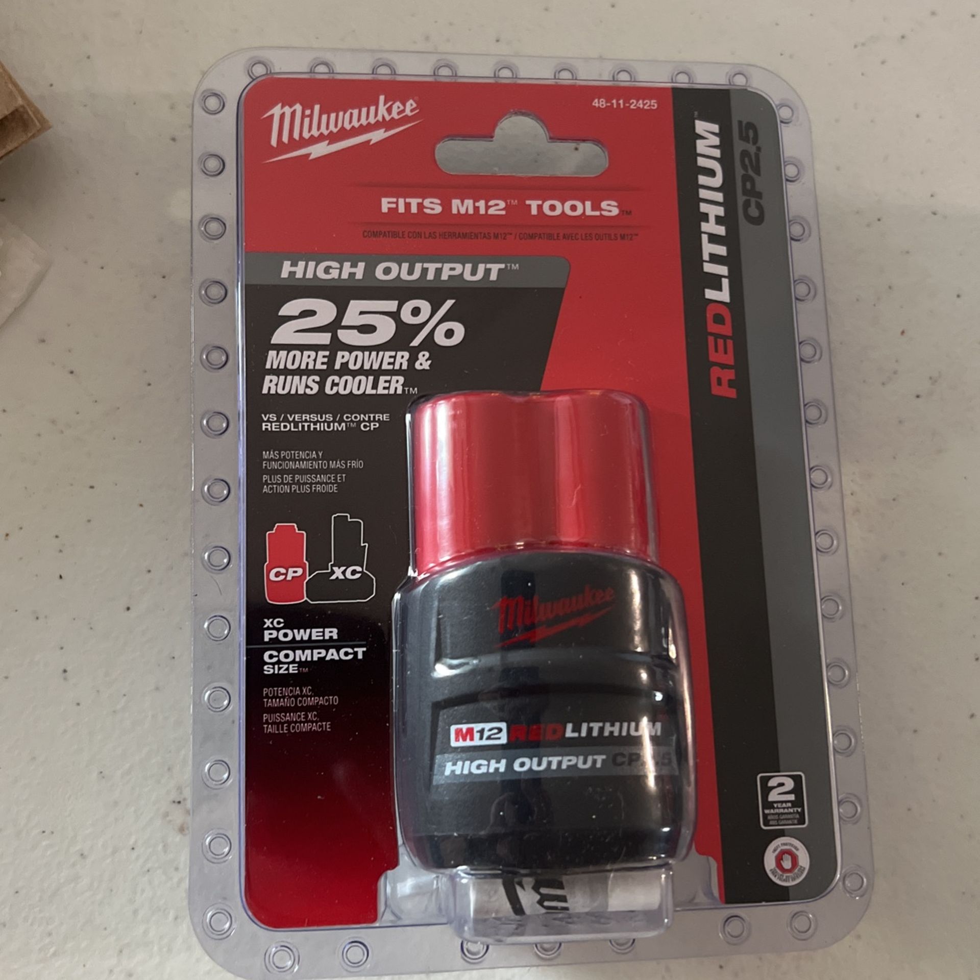 Milwaukee M12 Red Lithium Battery CP 2.5