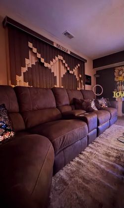 LARGE BUCKSKIN RECLINING SECTIONAL