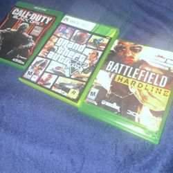 Black Ops 3 (Xbox One), Battle Field Hardline (Xbox One), GTA 5(Xbox 360)
