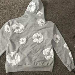 Grey Denim Tear Hoodie Size Medium