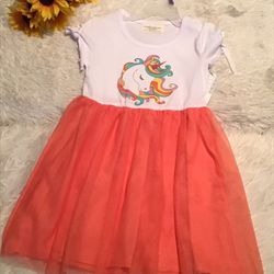 Beautiful  Orange Unicorn Tulle Dress For Ur Princess $15  ( Size Xs 4-5)