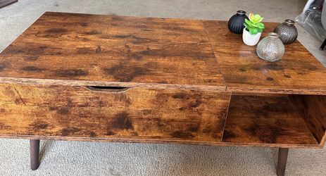 Rustic Lift-Top Coffee Table with Hidden Storage