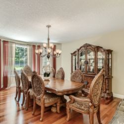 Dining   Table , Eight Chairs, China Cabinet , And A Sideboard Cabinet 