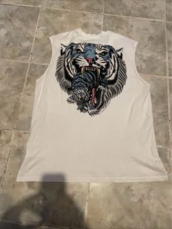 AllSaints Sleeveless T-Shirt Men’s Small White Tiger Graphic Relaxed Fit
