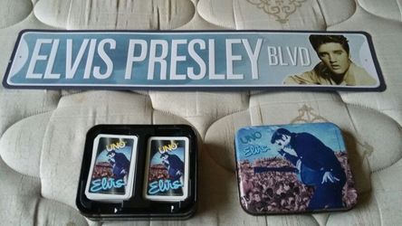 Elvis Presley Blvd Street Sign and Elvis Presley UNO Cards Game