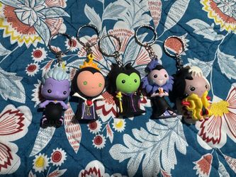 Disney Villains 3D Foam Bag Clips Keychain Set