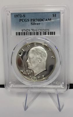 1972 S $1 Silver Ike Eisenhower Silver Dollar PCGS PR70DCAM #021