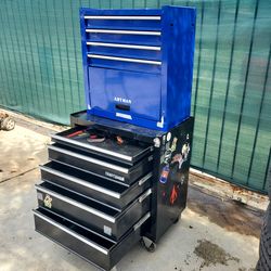 Cart Tool Box Used No Key  26"W 60"h   9 Drawer  Plus The Door Storage