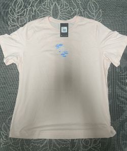 Nike Men's Light Pink Tee with Blue Logo - XXL