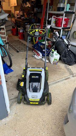 Ryobi electric cordless lawn mower 40v with 2 batteries and charger