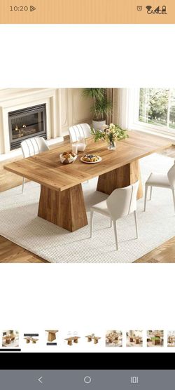 Large Wood Dining Table with Pedestal Base